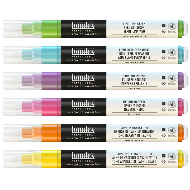 Sada akrylových markerov Liquitex 6 ks – Vibrant – Obrázok 3
